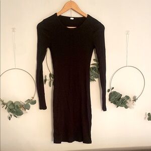 Anthropologie Daily Practice Black long sleeve midi dress stretchy size XXS